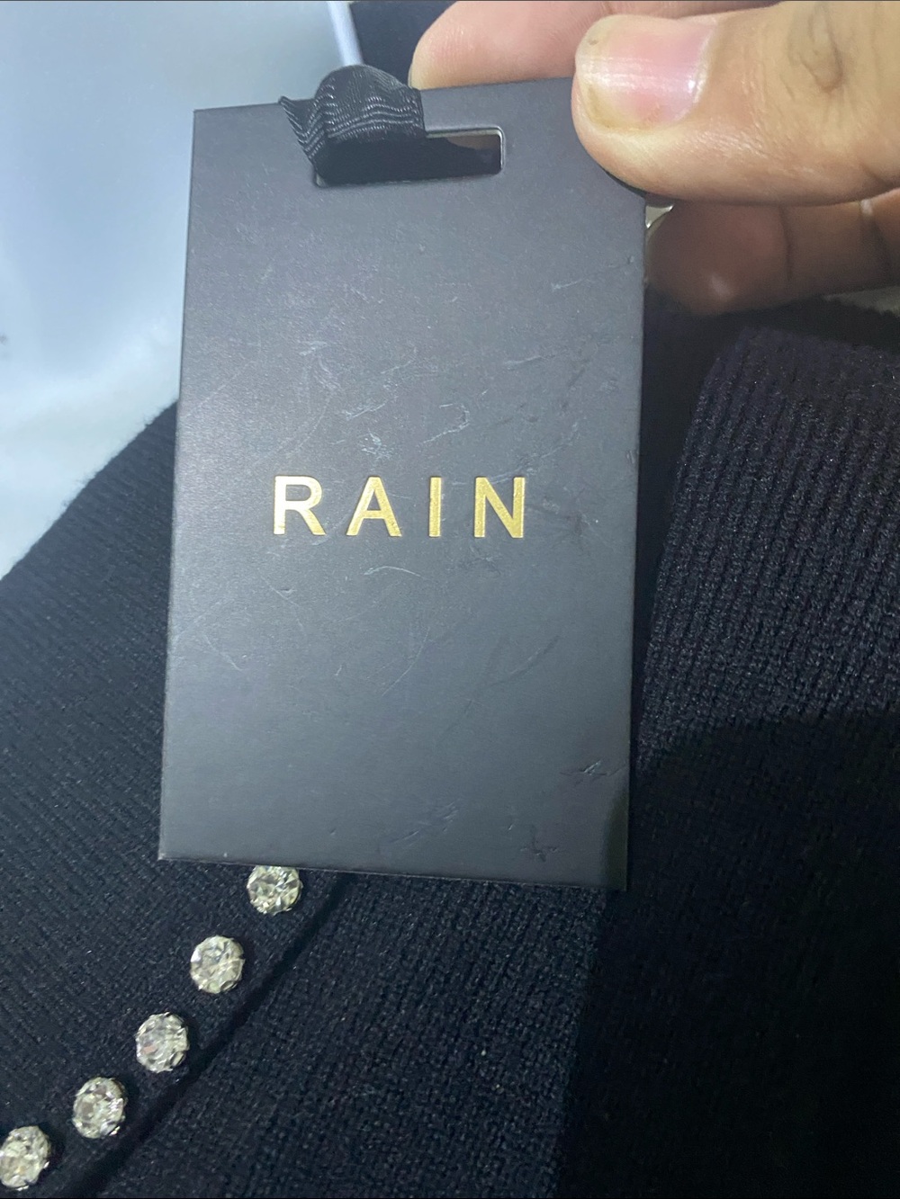 Studded Black Polyester Jacket with Decorative Buttons - Picture 5 of 6